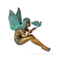 Outdoor garden decoration life size beautiful bronze butterfly fairy statues
